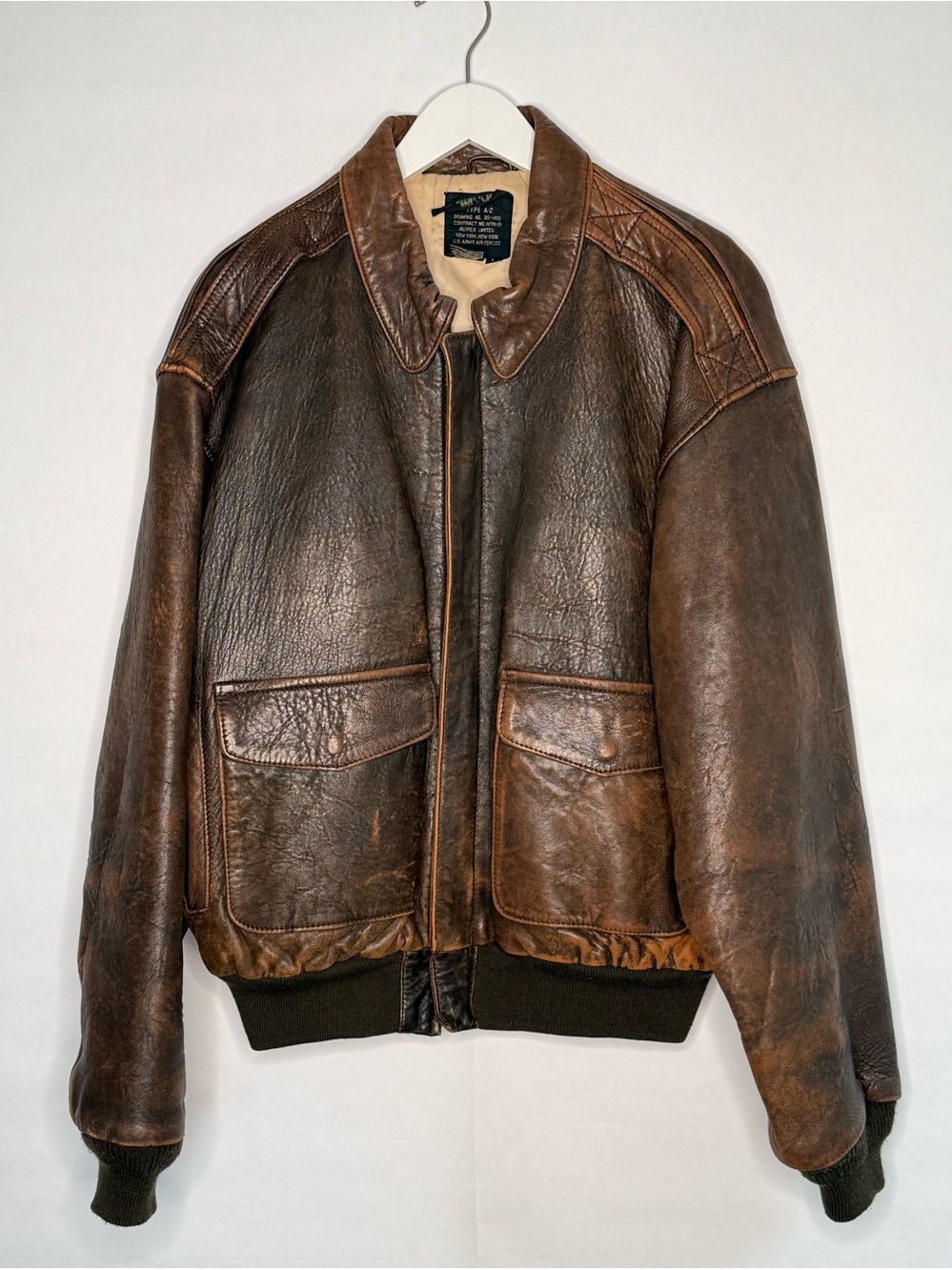 Avirex Type A-2 Vintage Men’s Leather Bomber Jacket - Military-Inspired